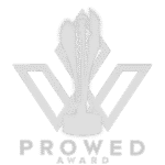 Prowed Award logo in gray with a stylized trophy and V-shaped geometry on a black background.